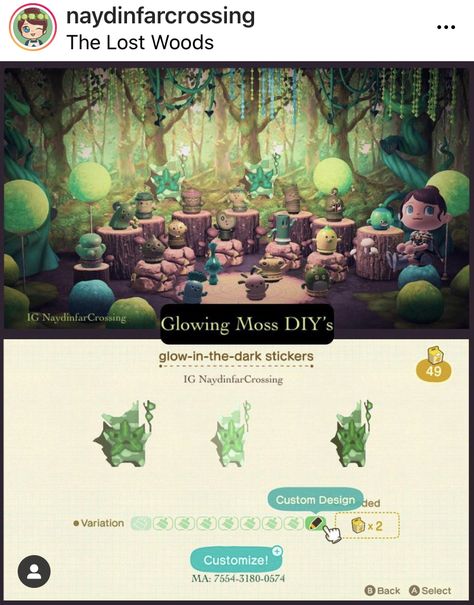 Moss Diy, Glow In The Dark Stickers, Dark Stickers, Ac New Leaf, Acnh Codes, Path Design, Animal Crossing Qr Codes Clothes, Animal Crossing Wild World, Acnh Ideas