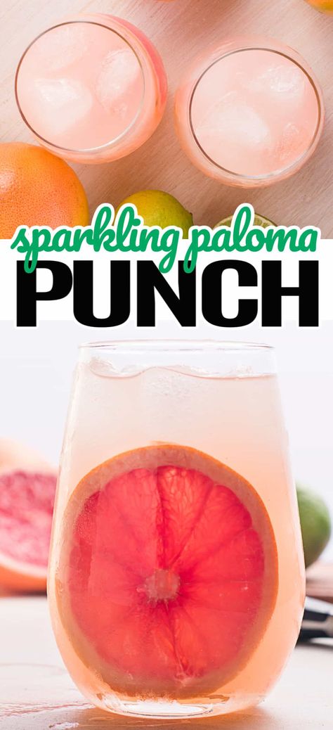 Paloma Punch, Tequila Punch, Paloma Recipe, Sherbet Punch, Orange Punch, Adult Beverages Recipes, Fun Drink Recipe, Best Fruit Salad, Punch Cocktails