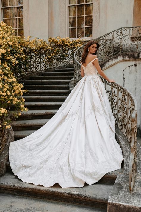 C627 Allure Bridal Couture, Satin Ballgown, Allure Bridal Wedding Dress, Being A Princess, Allure Couture, Off Shoulder Wedding Dress, Allure Bridals, Wedding Dress Pictures, Wedding Dresses Beaded