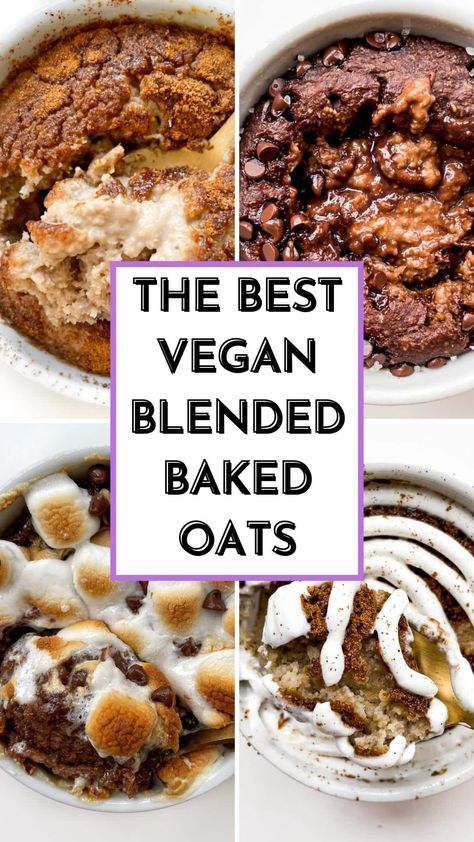 Vegan Blended Baked Oats - Hello Spoonful Vegan Breakfast Oats, Baked Oats Recipe Vegan, Vegan Blended Baked Oats, Baked Oatmeal Recipes Vegan, Vegan Protein Baked Oats, Vegan Blended Oats, Blended Oats Baked, Vegan Baked Oatmeal Recipes, Healthy Oatmeal Cake