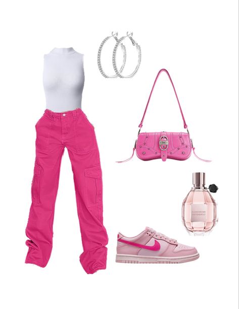 Pink cargo pants outfit, barbie movie outfits, barbie movie 2023, pink cargo pants outfit streetstyle, barbie dunks outfit ideas, barbie dunks fit, amazon fashion, flowerbomb perfume Barbie Dunks Outfit Ideas, Barbie Dunks Outfit, Pink Cargo Pants Outfit Street Style, Barbie Dunks, Dunks Outfit Ideas, Pink Cargo Pants Outfits, Dunks Fit, Dunk Outfits, Barbie Movie Outfits