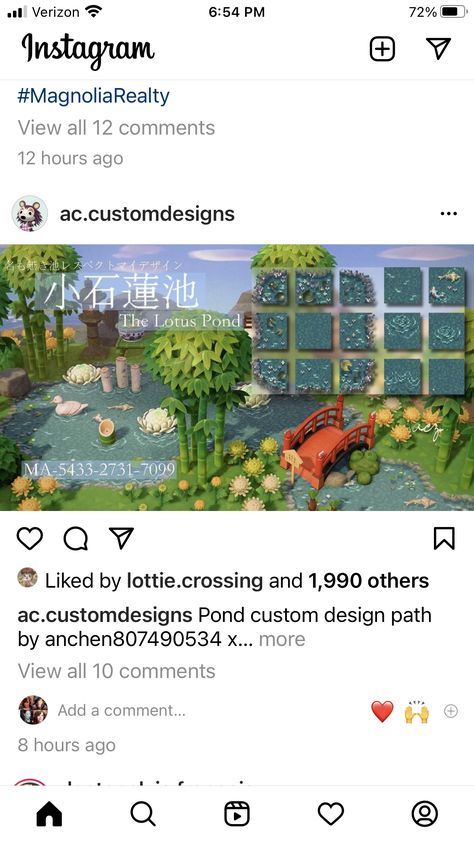 Water Paths Acnh, Acnh Koi Pond Design Code, Koi Pond Acnh, Koi Pond Animal Crossing, Pond Path Acnh, Pond Code Acnh, Acnh Water Path Code, Water Design Acnh, Water Code Acnh