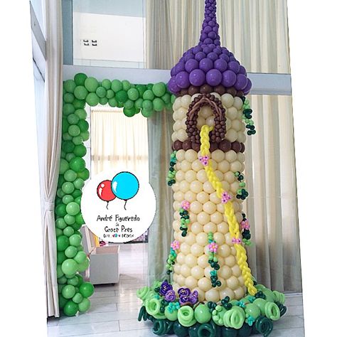 #rapunzel #disney #qualatex #andrefigueiredo #gracepires #torre #baloes #balloons Tangled Party Decorations, Princess Balloons, Rapunzel Birthday Party, Disney Balloons, Tangled Birthday, Rapunzel Disney, Rapunzel Party, Tangled Party, Diy Balloon Decorations