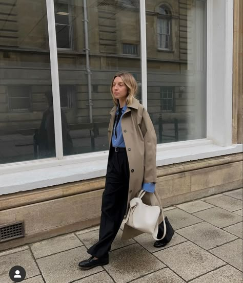 Tan Trench Coat Outfit, Brittany Bathgate, Trench Coat Outfit, Margaret Howell, Fashion Capsule, Striped Turtleneck, Coat Outfits, How To Style, Autumn Winter Fashion