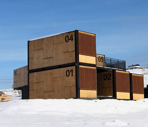 the mobile rooms offer the chance to be immersed in a remote location and this winter they will be at the avoriaz ski resort. Tiny House Hotel, Shipping Container Buildings, Wood Siding Exterior, Shipping Container Design, Container Buildings, Architecture Model Making, Custom Pc, Container Design, Portfolio Layout