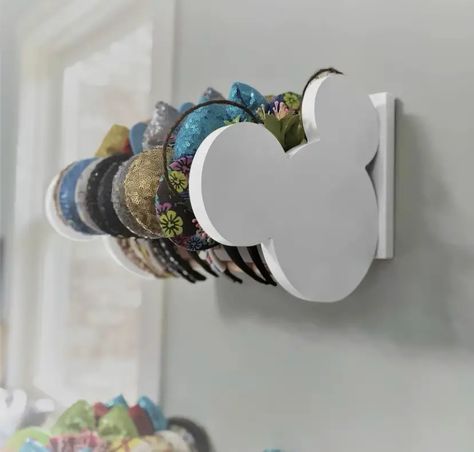 Diy Disney Headband Holder, Mickey Ears Holder Diy, Cork Board Mickey Ears Diy, How To Hang Disney Ears On Wall, Disney Ears Storage Ideas, Displaying Mickey Ears, Mickey Ears Holder, Mouse Ear Storage, Disney Ear Display Wall