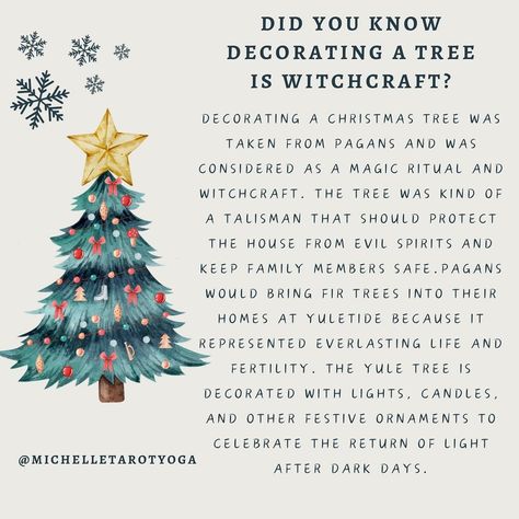 Michelle Whitelaw | Do you decorate your tree? That’s witchcraft! 🎄In pagan traditions, decorating a tree aligns with seasonal celebrations like Yule or the... | Instagram Pagan Holiday Traditions, Yule Family Traditions, Yule Celebration Pagan, Yule Meaning, Yule Wishes, Pagan Christmas Traditions, Yule History, Yule Traditions Pagan, Yule Celebration Ideas