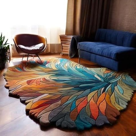 Amazon.com: RugRestore Innovations Floral Tufted Wool Rug, Fleur, Irregular Shape, Green & Multi Hand-Tufted Area Rug for Home, Bedroom, Living Room, Kids Room, Hall and Office (Multi White, 5 x 8 Feet) : Home & Kitchen African Interior Design, Funky Rugs, Statement Rug, Carpet Designs, Carpet Stores, African Interior, Team 10, Home Mood Board, Attic Design