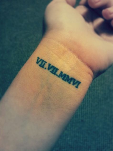 roman numerals :) Wrist Roman Numeral Tattoo, Numeral Tattoo Font, Tattoo Ideas On Wrist, Roman Numeral Wrist Tattoo, Numeral Tattoo Ideas, Roman Numeral Tattoo Ideas, Roman Numeral Tattoo Font, Date Tattoo Ideas, Free Tattoo Fonts