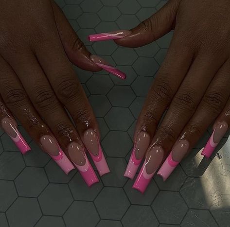 Pink Nail Inspiration, Pink French Nails, Long Acrylic Nail Designs, French Tip Acrylic Nails, Blush Nails, Acrylic Nails Coffin Pink, Long Square Acrylic Nails, Acrylic Nails Coffin Short, Pink Nail