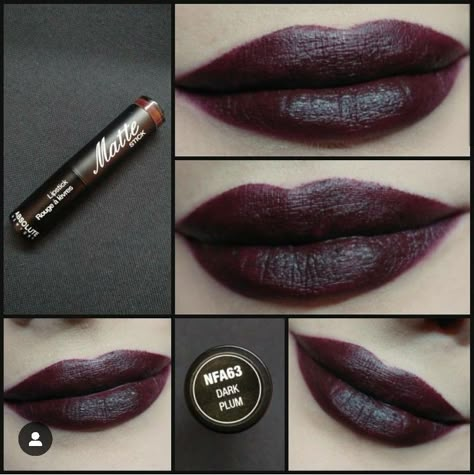 Dark Plum Lipstick Makeup, Plum Lipstick Makeup, Dark Plum Lipstick, Cute Aesthetic Makeup, Dark Brown Lipstick, Chocolate Lipstick, Darkly Inclined, Goth Make Up, Lip Shade