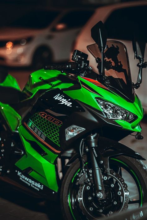 Kawasaki Ninja Bike, Ninja Motorcycle, Kawasaki Ninja 400, Ninja Bike, Kawasaki Motor, Ninja 400, Biker Photography, Kawasaki Bikes, Image Moto