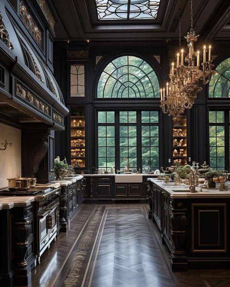 Classic Mansion, Gothic Kitchen, Modern Gothic, Dark Home, Mansion Interior, Dream House Rooms, Fantasy House, Minimalist Architecture, Luxury Homes Dream Houses