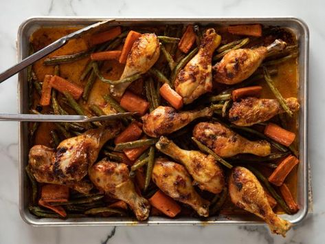 Sheet Pan Curry Chicken Pioneer Woman, Pioneer Woman Curry In A Hurry, Sheet Pan Curried Chicken Pioneer Woman, Curry Chicken Sheet Pan, Food Network Recipes Pioneer Woman, Ree Drummond Recipes, Curried Chicken, Pan Cooking, Sheet Pan Suppers