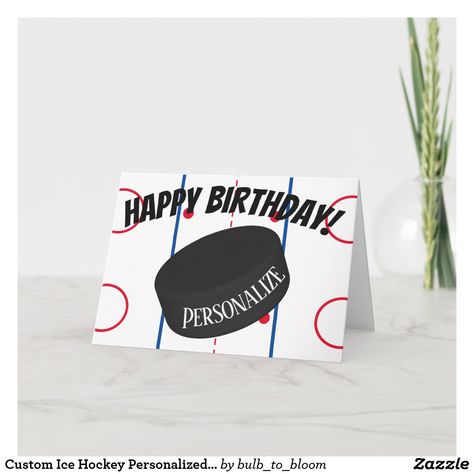 Quotes Girlfriend, Hockey Birthday, Hockey Quotes, Simple Birthday Cards, Homemade Birthday Cards, Birthday Cards For Boys, Bday Cards, Boy Cards, Hockey Puck