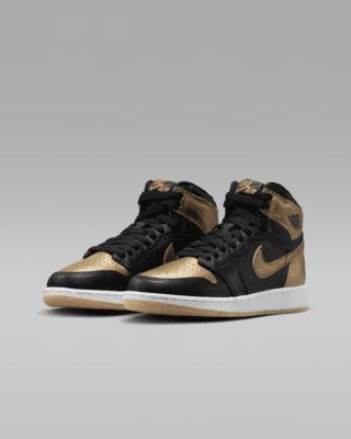 Air Jordan 1 High OG "Black and Gold" Big Kids' Shoes Jordan 1 High Og, Air Jordan 1 High, Jordan 1 High, Jordan 1 Retro High, Boots And Sneakers, Jordan 1 Retro, Air Jordan 1, Nike Jordan, Heel Shoes