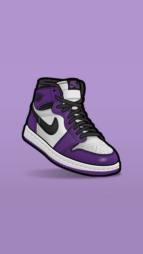 Jordan 1 High Wallpaper, Purple Nike Shoes, Jordan Shoes Wallpaper, Sneakers Illustration, Sneakers Wallpaper, Shoes Wallpaper, Sneaker Posters, Cute Nike, Nike Air Jordan Shoes