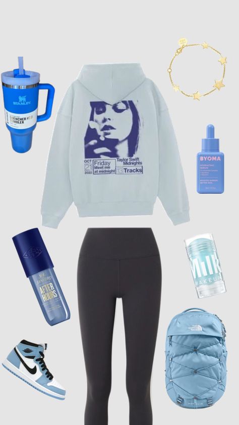 taylor swift midnights school fit ⭐️ #taylorswift #midnightstaylorswift #schoolfit #tayloreras #schoolinspo #jordans #mightnights #stanley #leggings ings Taylor Swift School, Cute Taylor Swift, Taylor Swift Midnights, School Fit, Taylor Swift Outfits, Trendy Outfits For Teens, School Fits, Hoodie Outfit, Cute Everyday Outfits