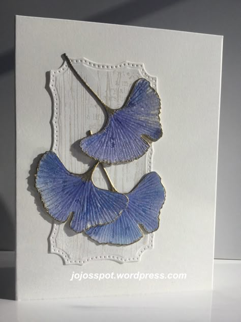 Ginko Leaves, Screen Cards, Asian Cards, Gingko Leaves, Ginkgo Leaves, Hawaiian Art, Leaf Cards, Mixed Media Techniques, Art Corner