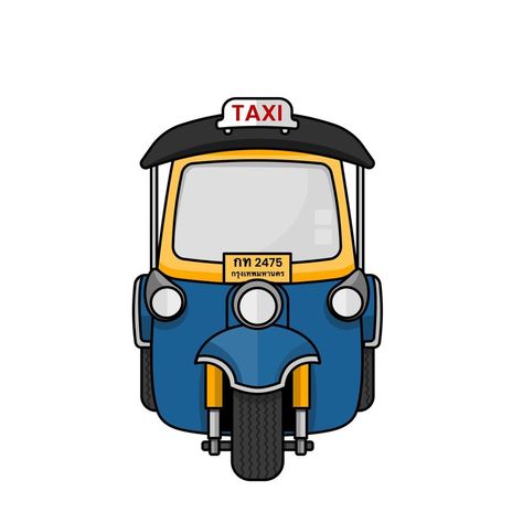 Travel In Thailand, Tuk Tuk, Car Themes, Thailand Travel, الرسومات اللطيفة, Front Design, Luggage Tags, Vector Logo, Easy Drawings