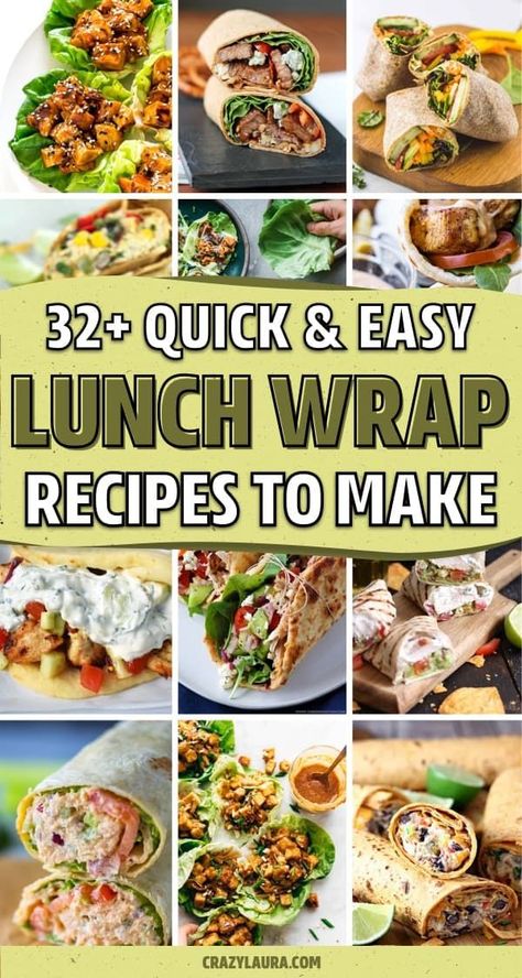 Whether you're looking for an easy lunch recipe that you can take on the go or you just need a healthy snack, check out these super simple wrap recipes and ideas you can make in no time! Easy Wraps For Party, Easy Meal Prep Lunch Wraps, Work Lunches No Microwave, Easy Healthy Wraps Lunch Ideas, Simple Wrap Recipes, Easy Lunch Wraps For Work, Make Ahead Wraps For Lunch, Lunch Wraps Ideas, Quick Wraps For Lunch