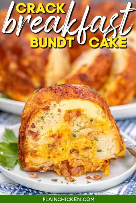 Ham Cheese Breakfast, Breakfast Bundt, Breakfast Bundt Cake, Easy Breakfast Casserole Recipes, Tater Tot Breakfast Casserole, Tater Tot Breakfast, Hashbrown Breakfast Casserole, Bundt Cake Recipe, Cheese Breakfast