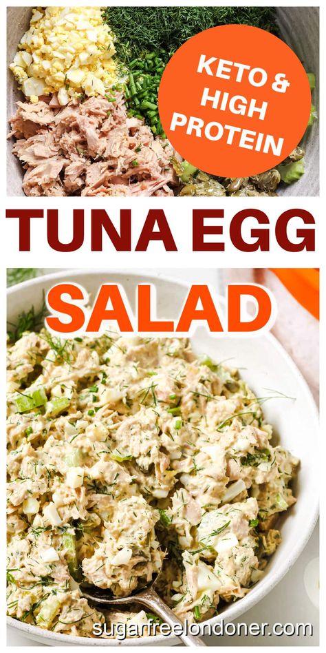 My tuna salad recipe with egg is easy and tasty. This is a high protein lunch that comes together in minutes. Also a great sandwich filller! Carnivore Tuna Salad, Tuna Salad Recipe With Egg, Tuna Egg Salad Recipe, Tuna Salad With Egg, Tuna Salads, Keto Tuna Salad, Tuna Egg Salad, Best Tuna Salad Recipe, High Protein Lunch