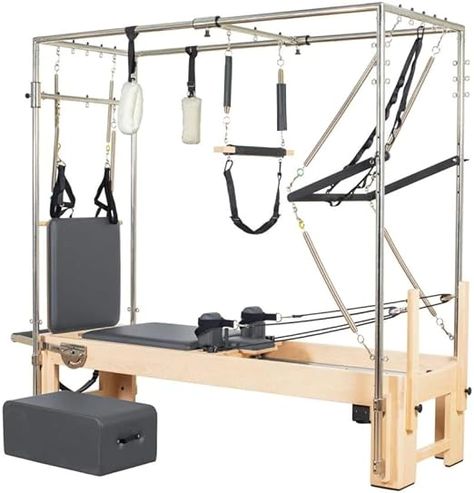 Reformer Machine, Pilates Machine, Pilates Equipment, Fitness Facilities, Resistance Workout, Grey Upholstery, Pilates Studio, Yoga Training, Pilates Reformer