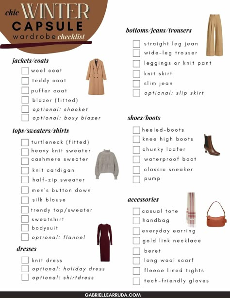 Aesthetics Winter Outfit, Winter Wear Essentials, How To Build A Winter Capsule Wardrobe, Essential Winter Wardrobe, Fall Winter Capsule Wardrobe Checklist, Winter Outfits When You Have Nothing To Wear, Winter Must Haves 2023, Complete Wardrobe Checklist, Winter Outfits Must Haves