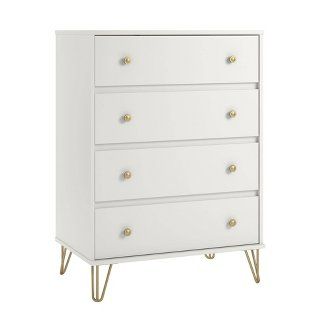 Tall Dresser : Target White And Gold Dresser, Declutter Your Closet, Dresser White, Small Dresser, Dresser Furniture, 5 Drawer Dresser, 4 Drawer Dresser, Tall Dresser, Metal Slide