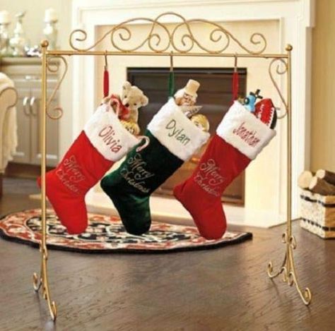 TisYourSeason Metal Scroll Stand Christmas Stocking Holder Hanger in Black or Gold Color (Gold) Christmas Stocking Holder Stand, Metal Ornament Tree, Christmas Stocking Stand, Stocking Holder Stand, Stocking Stand, Party Canopy, Christmas Stocking Hangers, Stocking Holder, Christmas Stocking Holders