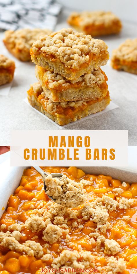 Pineapple Mango Recipes, Mango Treats Dessert Recipes, Mango Bars Recipe, Easy Mango Cake Recipes, Mango Crumble Recipe, Breakfast With Mango, Dessert Recipes Mango, Mango Baked Goods, Strawberry Mango Dessert