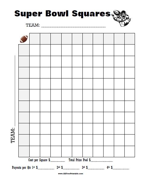 Free Printable Super Bowl Squares Template