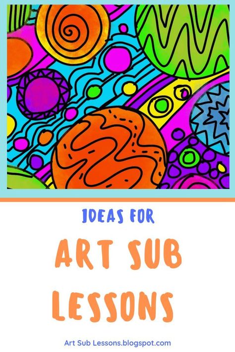 This blog will lead you to easy and fun ideas for substitute lesson planning. Mostly elementary, but many can be adapted for middle school as well. #elementaryart #artsubplan #easyartproject Art Lesson For Kindergarten, Lesson For Kindergarten, Upper Elementary Art, Relief Teaching Ideas, Art Sub Lessons, Easy Art Lessons, Art Sub Plans, Art Plan, Art Education Lessons