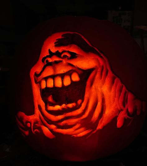 Ghostbuster Pumpkin, Ghostbusters Pumpkin Carving, Ghostbusters Pumpkin, Pumpkins Ideas, Halloween Pumpkins Painted, Carved Pumpkin, Pumpkin Ideas, Painted Pumpkins, Ghostbusters