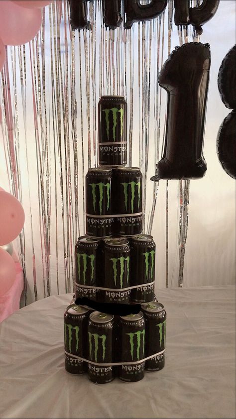 #birthday #monsterenergy #instagram #aesthetic #drink #story #indie #dark #egirl #emo Emo Birthday Party Aesthetic, Emo Party Favors, Emo Decorations Party, Emo Scene Birthday Party, Gothic 21st Birthday, Punk Party Aesthetic, Metal Themed Party, Elder Emo Birthday Party, Emo Bday Party