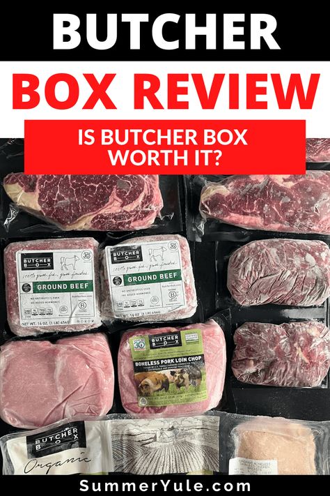 Is Butcher Box worth it? Yes! Butcherbox prices may save you money if you regularly buy grass finished beef and free-range organic chicken. In this unpaid 2024 Butcher Box review, learn how much is Butcher Box a month, get info on Butcherbox meat quality, read honest Butcher Box negative reviews and more. If you decide it’s right for you, get my special Butcher Box promo code for readers! Boneless Pork Loin Chops, Butcher Box, Meat Box, Meat Delivery, Boneless Pork Loin, Loin Chops, Flat Iron Steak, Pork Loin Chops, Organic Chicken