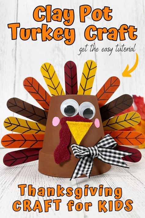 Looking for a fun and festive craft for Thanksgiving? This super cute clay pot turkey craft is a great Thanksgiving craft for kids and adults alike! Lorax Craft, Turkey Diy Crafts, Turkey Crafts Kids, Fun Thanksgiving Crafts, Diy Turkey, Easy Thanksgiving Crafts, Thanksgiving Craft, Turkey Crafts, Pink Crafts