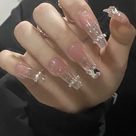 Asian Nails, Grunge Nails, Shiny Nails, Pretty Gel Nails, Really Cute Nails, Soft Nails, Jelly Nails, Bling Acrylic Nails, Kawaii Nails