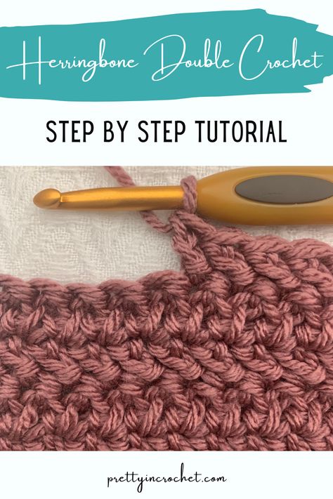 How to crochet the herringbone double crochet stitch easy to follow pattern. Herringbone Double Crochet, Double Crochet Tutorial, Crochet Stitch Tutorial, Half Double Crochet Stitch, Easy Crochet Stitches, Herringbone Stitch, Stitch Tutorial, Crochet Clothing And Accessories, Variegated Yarn