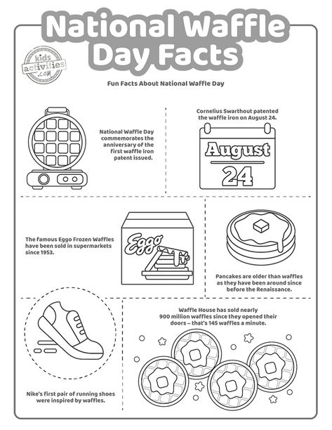 The Complete Guide to Celebrating National Waffle Day on August 24, 2023 National Cheesecake Day, National Waffle Day, Waffle Day, Frozen Waffles, Coloring Page Printable, Waffle House, Printables Free Kids, Summer Cooking, Printables Free