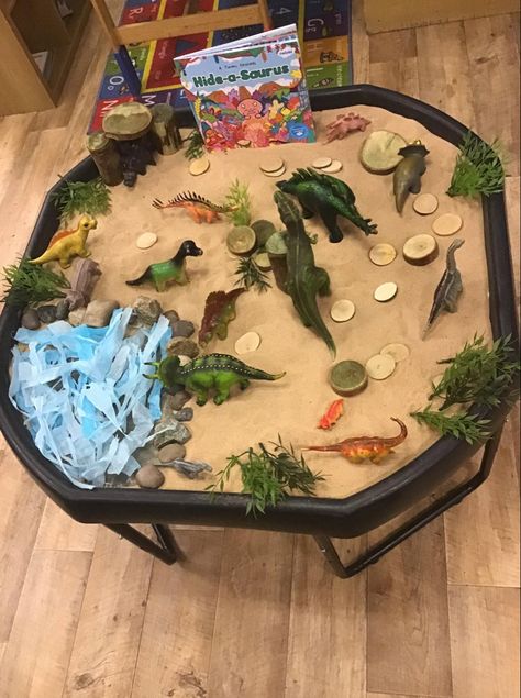 Dino Tuff Tray Ideas, Dino Tuff Tray, Dinosaur Habitat Diy, Dinosaur Sensory Play, Dinosaur Tuff Tray Ideas, Dinosaur Tuff Tray, Dinosaur Small World, Tuff Tray Ideas Toddlers, Tuff Tray Ideas