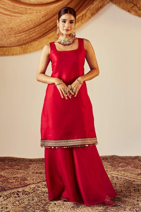 Tissue Kurta, Red Salwar Suit, Tissue Dupatta, Stylish Kurtis Design, Red Kurta, Kurta Pant Set, Wedding Party Outfits, Pakistani Fashion Party Wear, Beautiful Pakistani Dresses