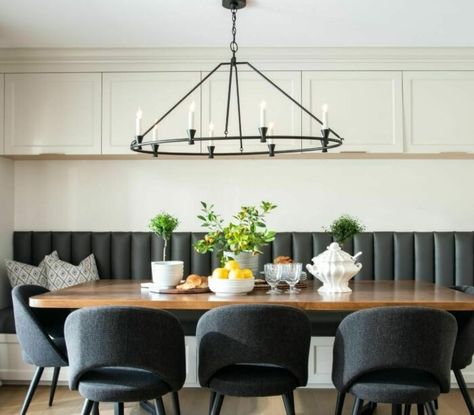 30 Blissful Banquette Seating Ideas to Enjoy Flavorful Delights Love It Or List It, Banquette Seating In Kitchen, Upholstered Banquette, Banquet Seating, Built In Banquette, Quirky Kitchen, Dining Room Seating, Family Of Five, All White Kitchen