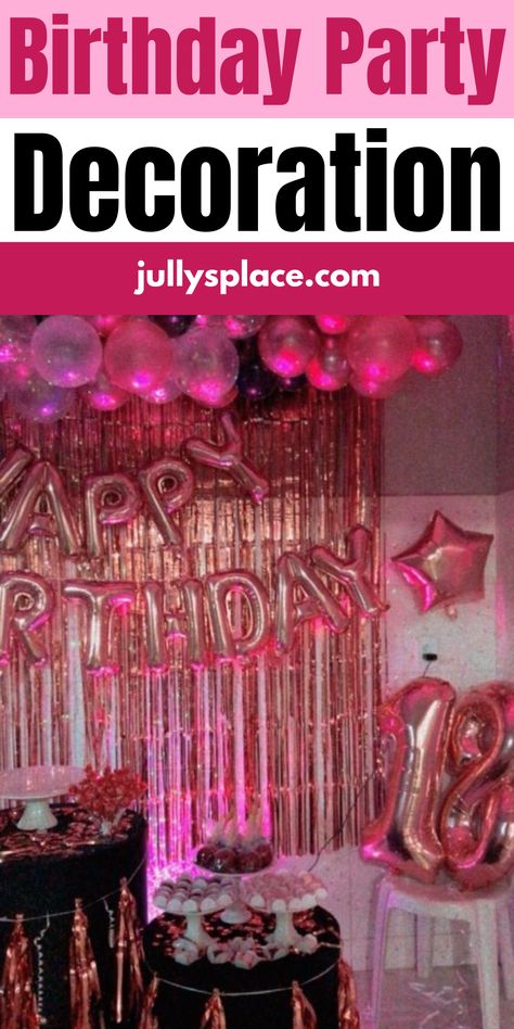 birthday party decor Aesthetic Bday Party Decor, Pink Birthday Party Aesthetic Ideas, Pink Themed Birthday Party Aesthetic, Pink Euphoria Party, Pink B Day Party, Pink Bday Party Ideas Aesthetic, All Pink Birthday Party Decoration, 21 Birthday Decor, Pink Bday Party Ideas