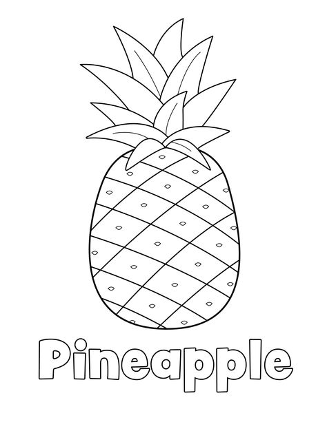 Pineapple Coloring Page from LittleBeeFamily.com Pineapple Printable Free, Pineapple Activities For Preschool, Pineapple Coloring Page Free Printable, Colors Worksheets For Kids Kindergarten, Fruit Coloring Pages Free Printable, Fruit Drawing For Kids, Pineapple Coloring Page, Kid Colouring, Pineapple Sketch