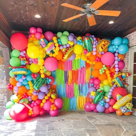 Fiesta Balloon Backdrop, First Fiesta Backdrop, Summer Balloon Wall, Fiesta Theme Backdrop, Summer Balloons Decoration, Bright Balloon Arch, Arch Balloon, Mexican Balloon Arch, Fiesta Balloon Garland