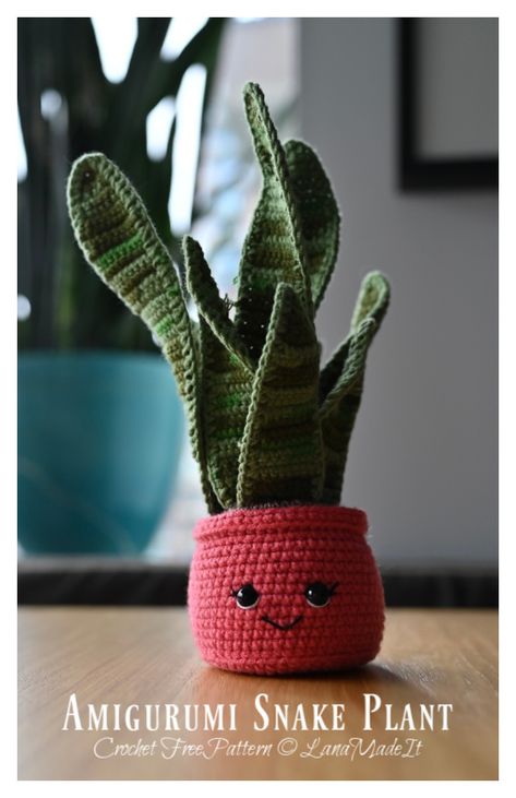 Amigurumi Snake Plant Crochet Free Pattern - Crochet & Knitting Free Crochet Pattern Plant, Crochet Snake Plant, House Plant Crochet Pattern, Snake Crochet Pattern Free Amigurumi, Snake Plant Crochet Pattern, Snake Plant Crochet, Houseplant Crochet Pattern, Crocheted Plants, Amigurumi Snake