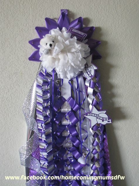 Purple deluxe single homecoming mum Senior Year Diy, Homecoming Mums Senior, Purple Mums, Texas Homecoming Mums, Mums The Word, Homecoming Mums Diy, College Station, Homecoming Mums, Oct 1