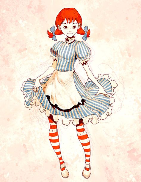 Wendys Drawings, Wendy’s Halloween Costume, Wendy’s Fanart, Food Inspired Dress To Impress, Wendy's Mascot, Wendys Logo, Wendy Anime, Wendys Girl, Wendy Fast Food